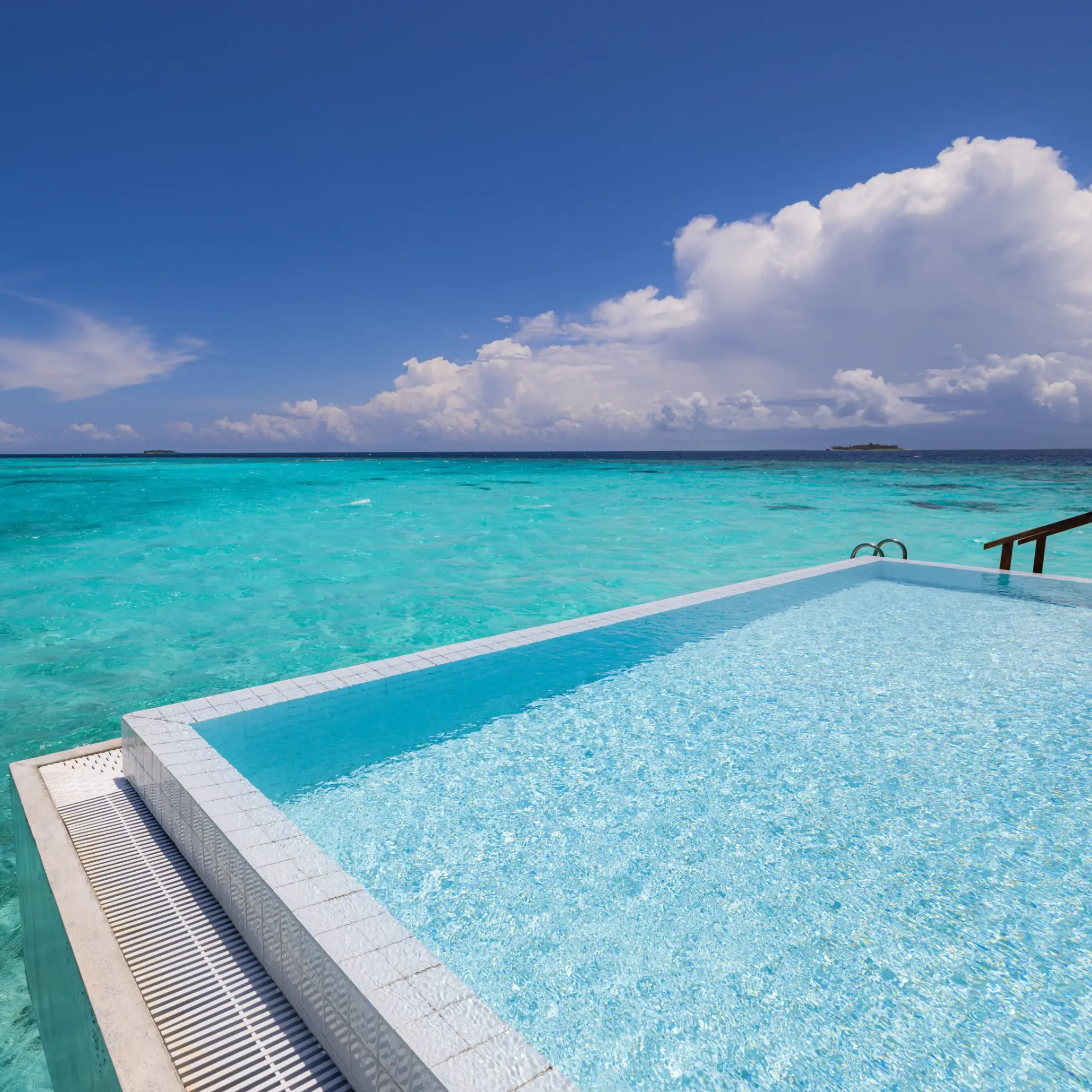 An infinity pool at a luxury destination. 