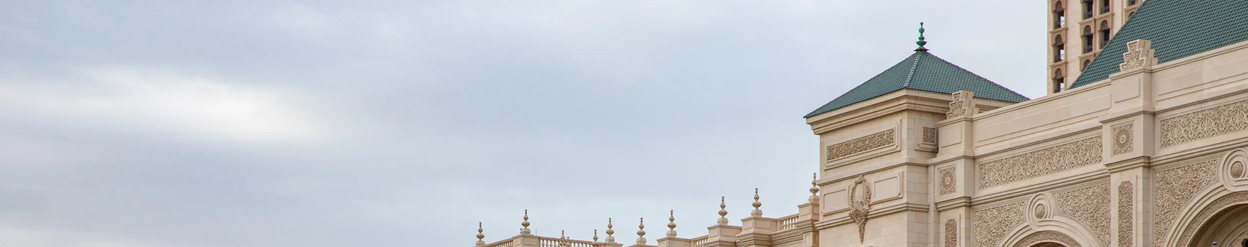 The outside view of a luxury hotel in Saudi Arabia. 